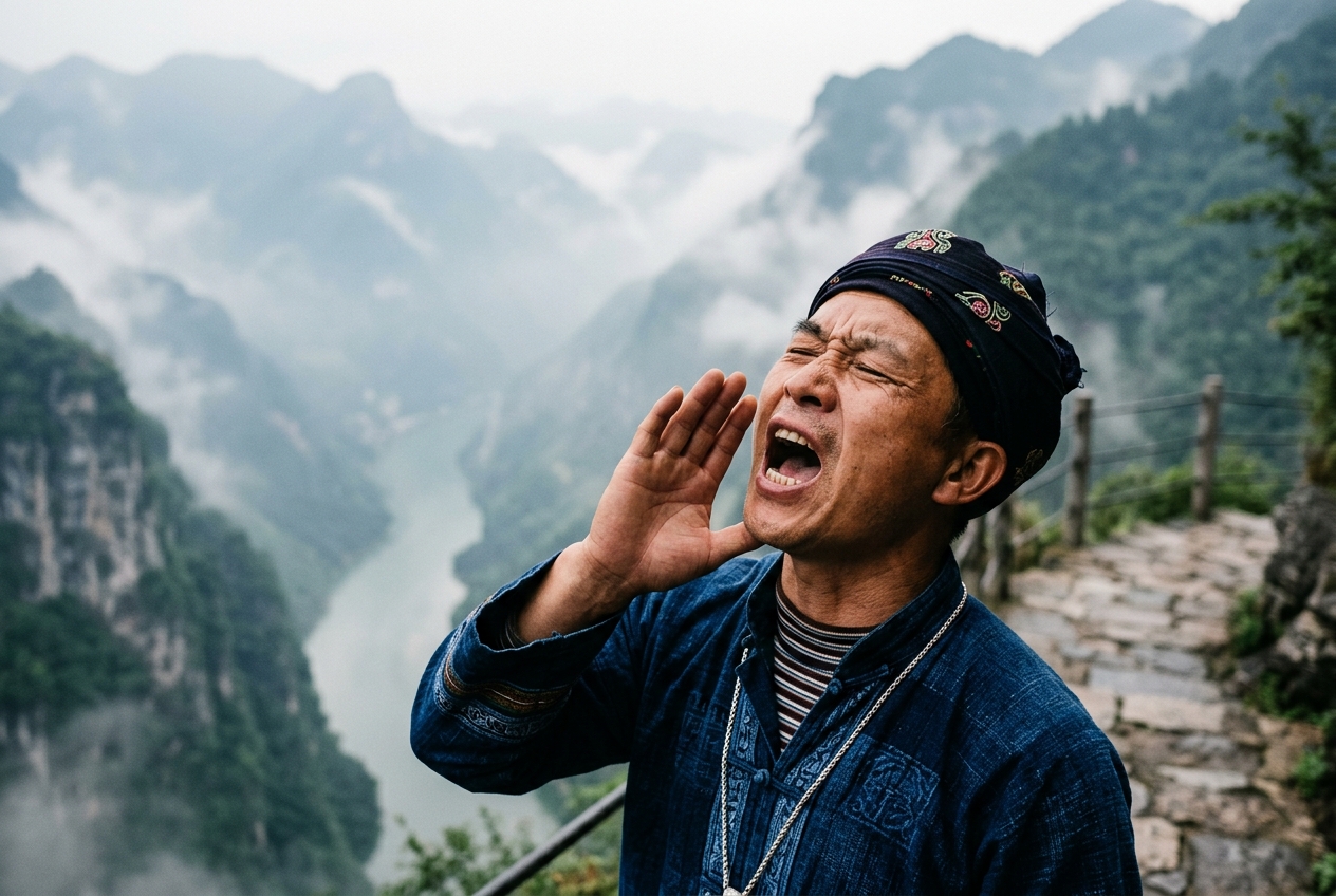 歌手仰首亮嗓起高腔破空传响